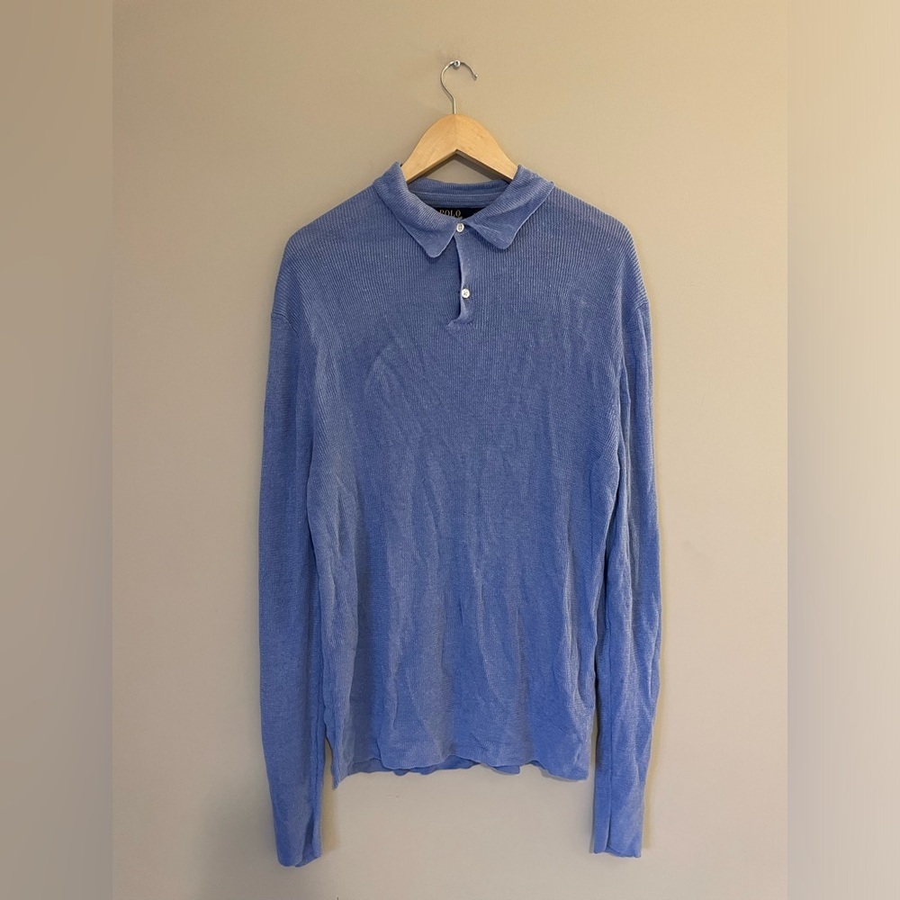 Ralph Lauren 100% linen Blue Button Down Shirt size XXL NWOT
